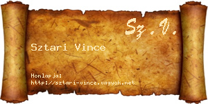 Sztari Vince névjegykártya